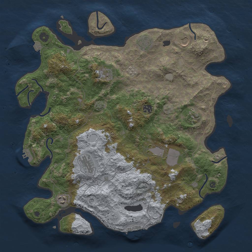 Rust Map: Procedural Map, Size: 4000, Seed: 351774, 17 Monuments