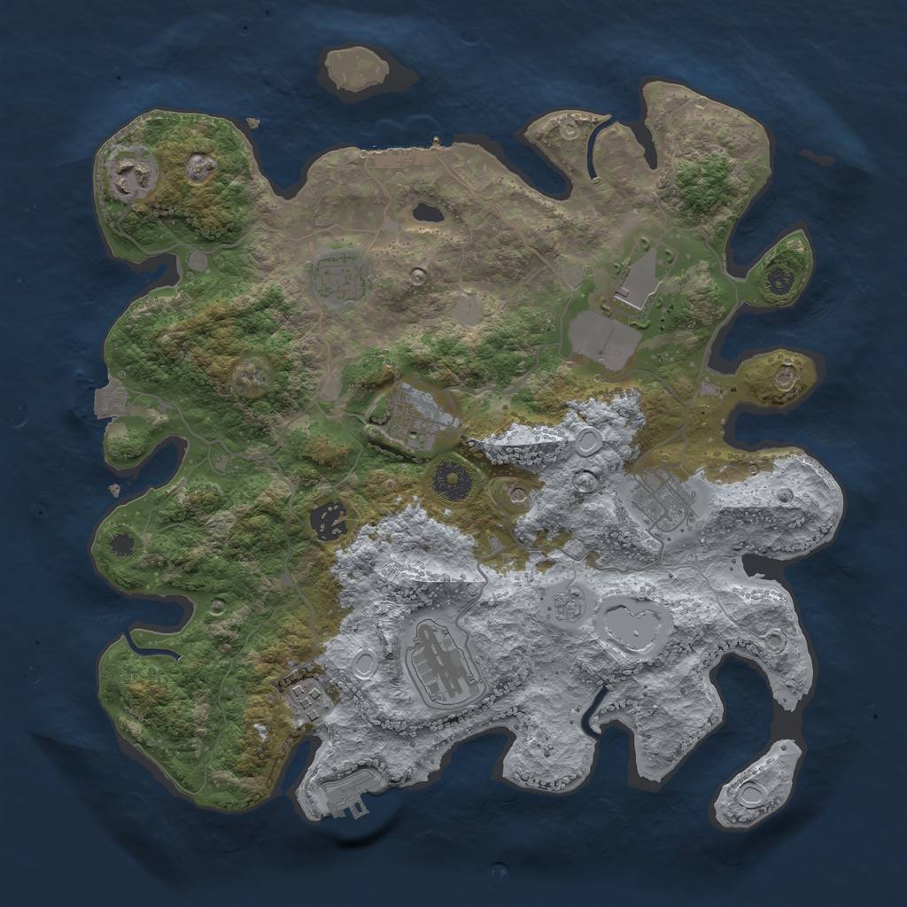 Rust Map: Procedural Map, Size: 3500, Seed: 215485042, 15 Monuments