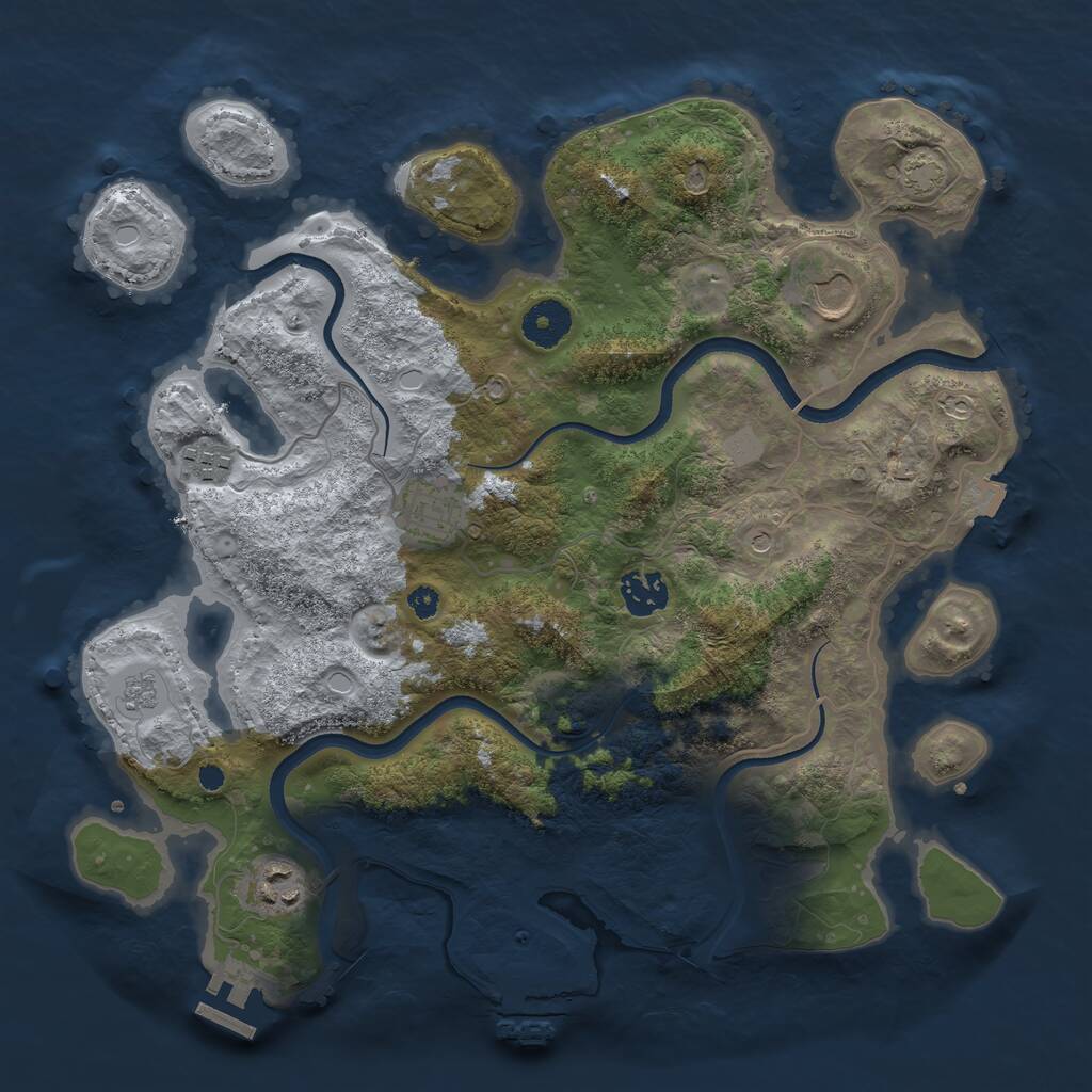 Rust Map: Procedural Map, Size: 3500, Seed: 1345113585, 11 Monuments