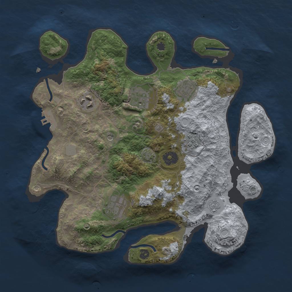 Rust Map: Procedural Map, Size: 3000, Seed: 1439665831, 12 Monuments