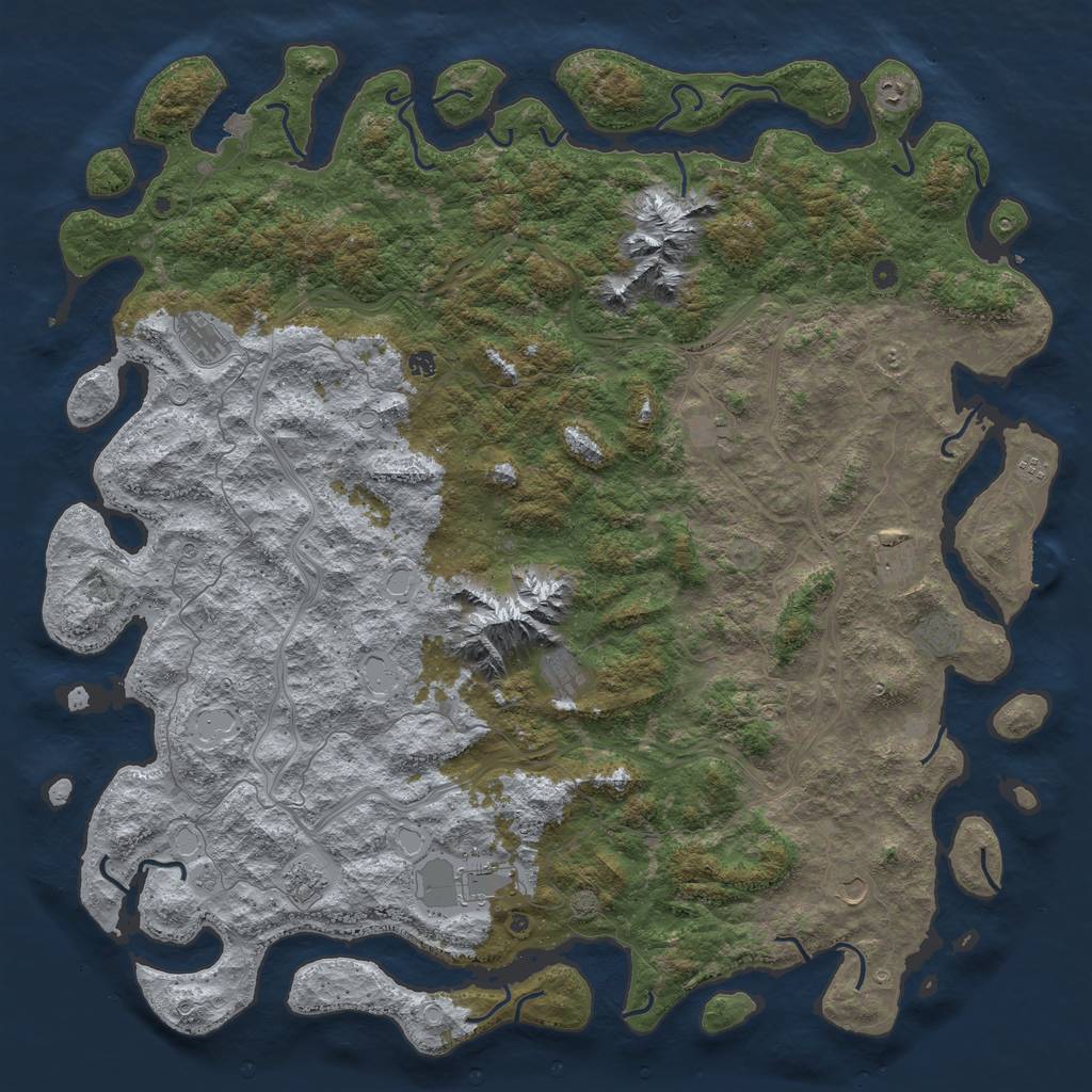 Rust Map: Procedural Map, Size: 6000, Seed: 1042565, 18 Monuments