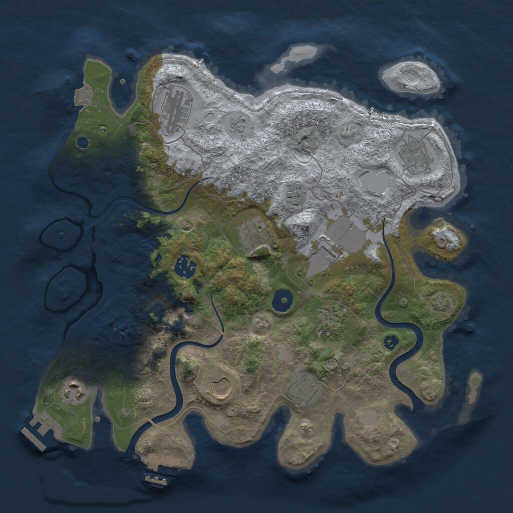 Rust Map: Procedural Map, Size: 3500, Seed: 2059314455, 16 Monuments