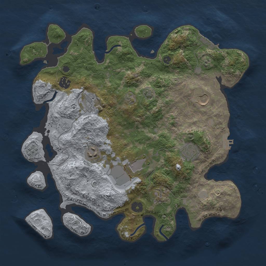 Rust Map: Procedural Map, Size: 3500, Seed: 758245, 15 Monuments