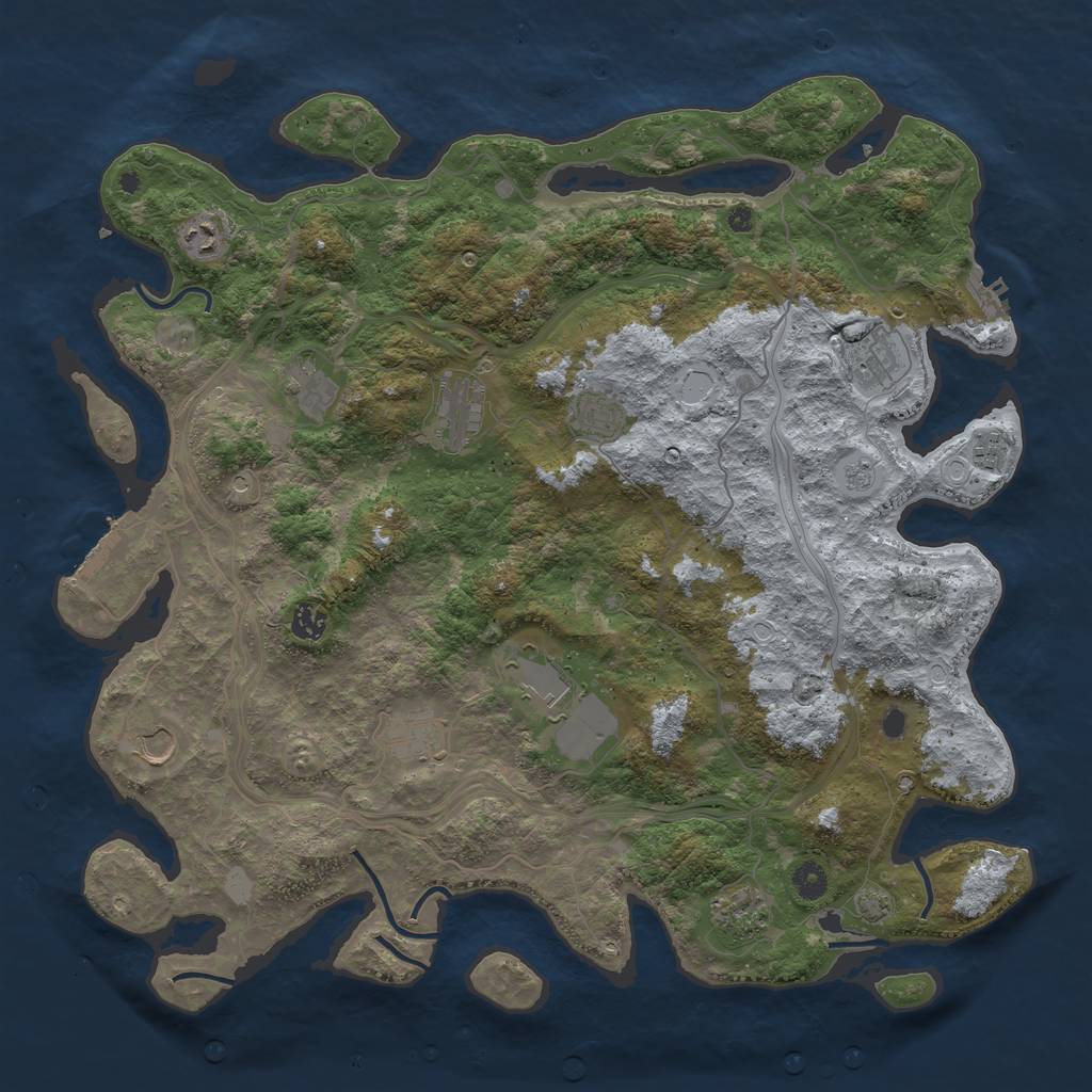 Rust Map: Procedural Map, Size: 4500, Seed: 826741381, 19 Monuments