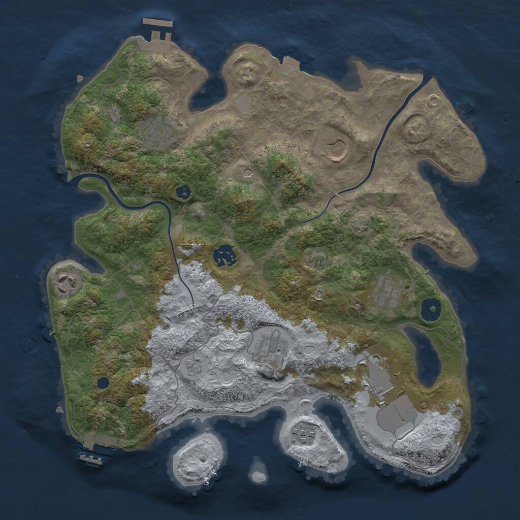Rust Map: Procedural Map, Size: 3500, Seed: 1512592980, 14 Monuments