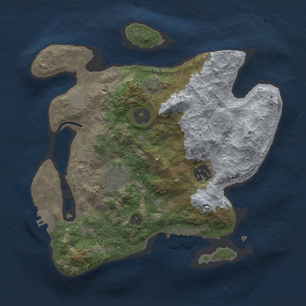 Rust Map: Procedural Map, Size: 2750, Seed: 747335102, 9 Monuments