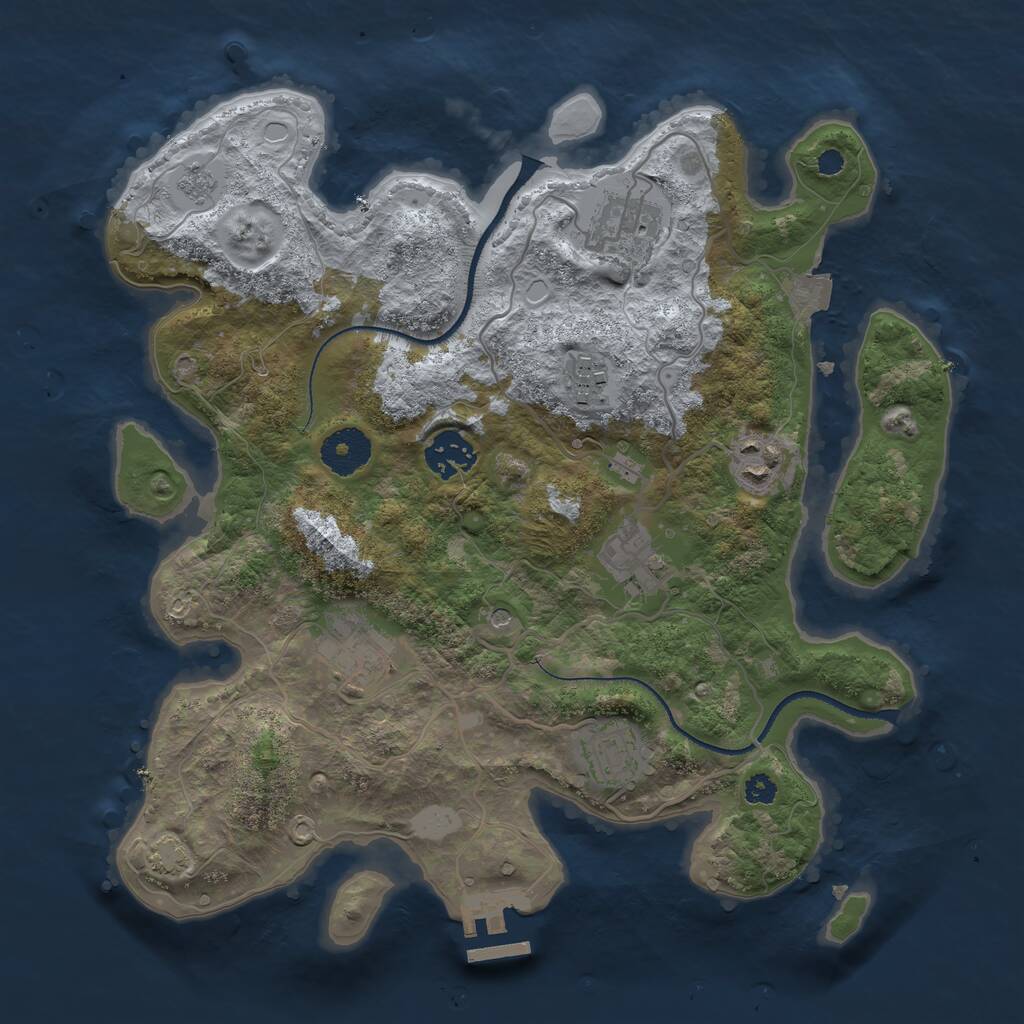 Rust Map: Procedural Map, Size: 3250, Seed: 801106056, 12 Monuments