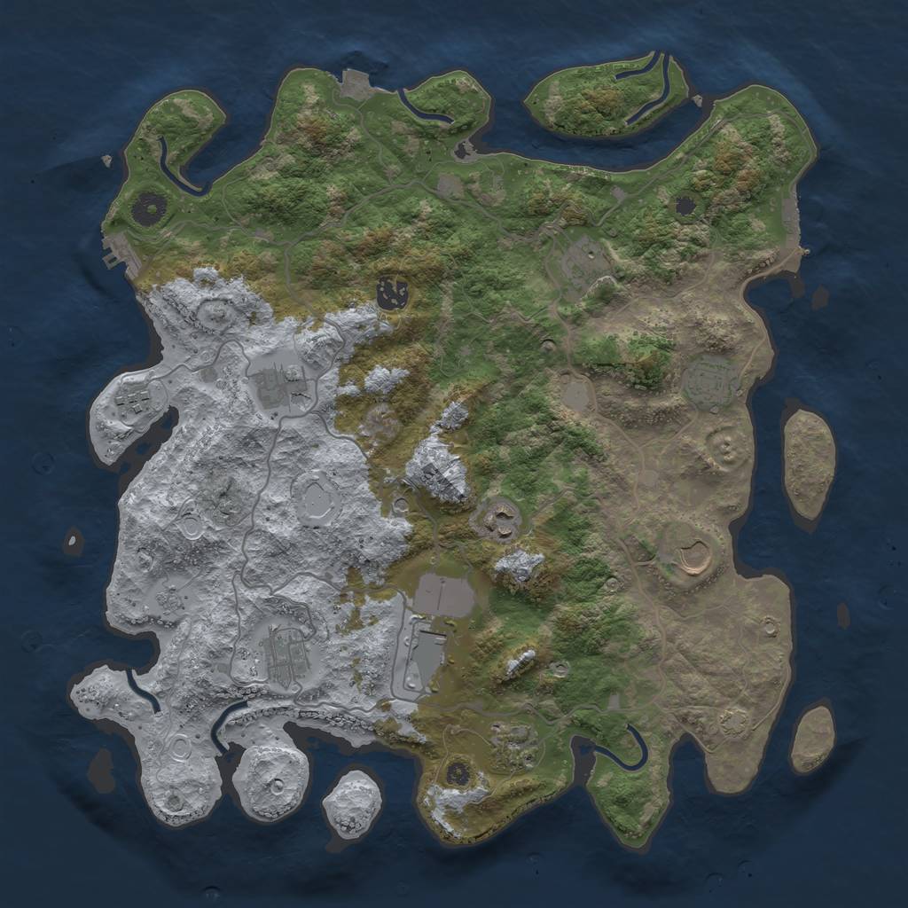 Rust Map: Procedural Map, Size: 4000, Seed: 130891720, 18 Monuments