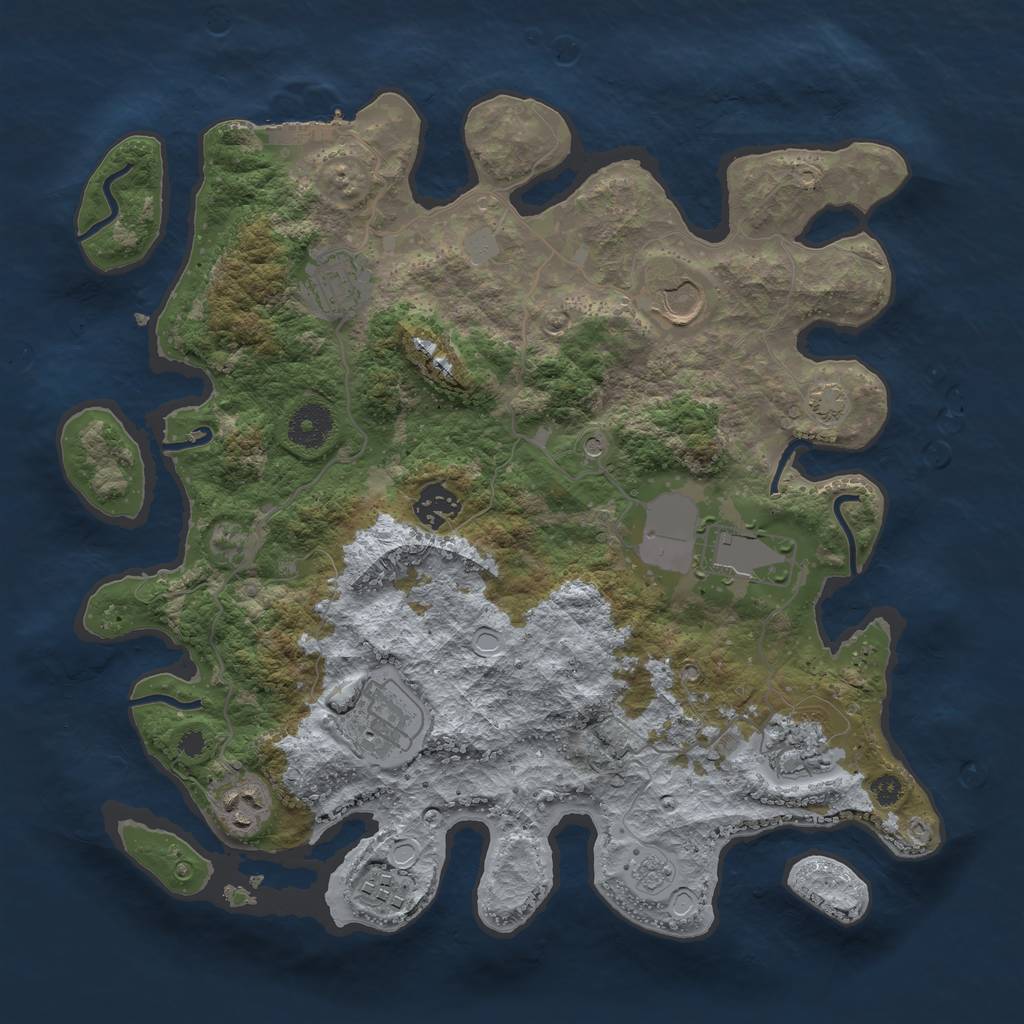 Rust Map: Procedural Map, Size: 3500, Seed: 1409726901, 15 Monuments