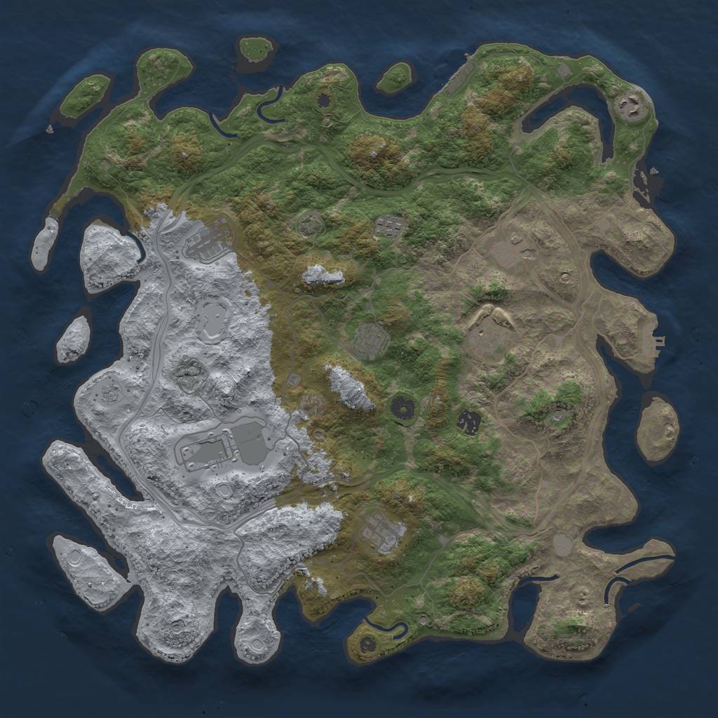 Rust Map: Procedural Map, Size: 4500, Seed: 1721650256, 17 Monuments
