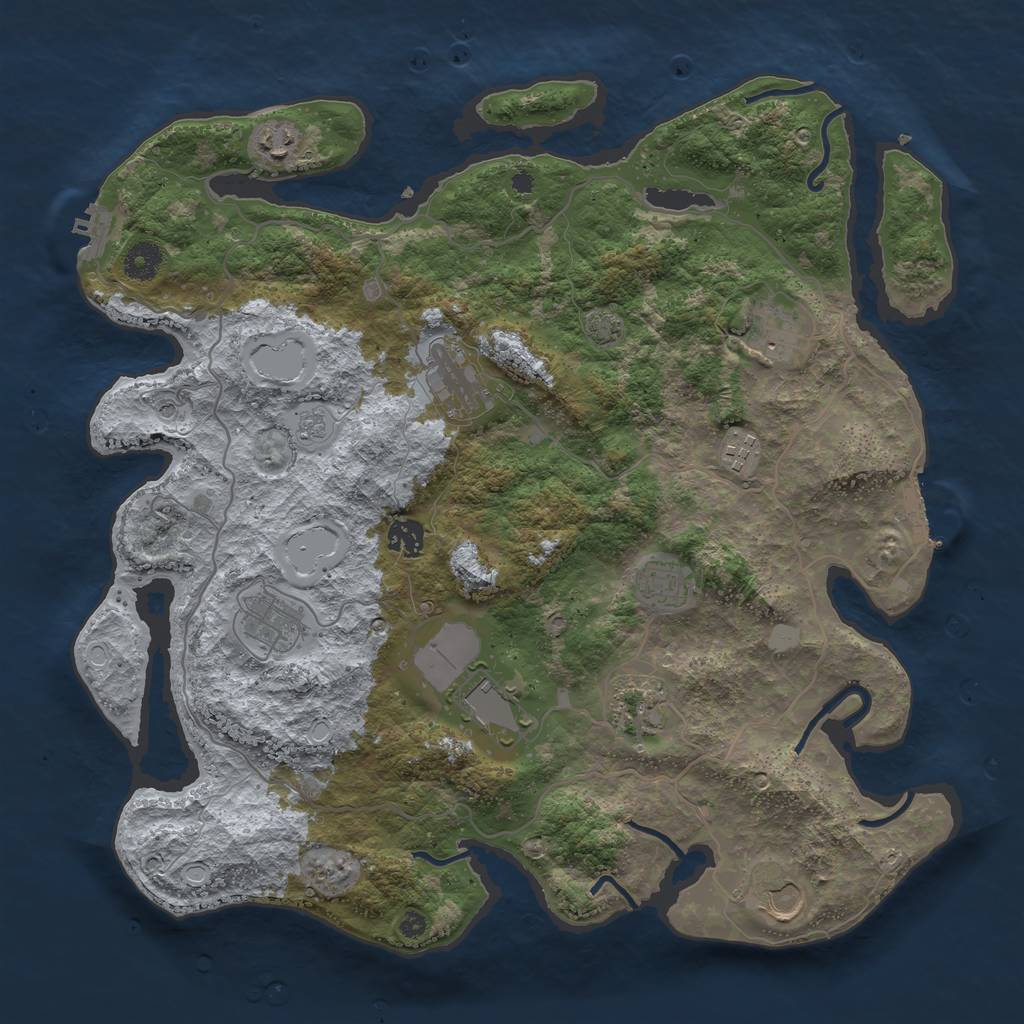 Rust Map: Procedural Map, Size: 4000, Seed: 1288110891, 18 Monuments