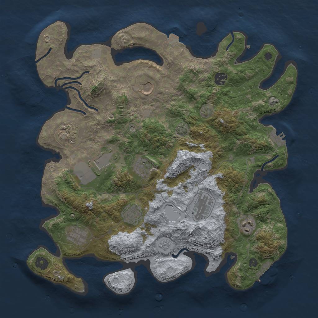 Rust Map: Procedural Map, Size: 3700, Seed: 454628950, 17 Monuments