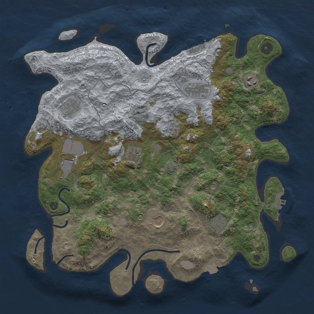 Rust Map: Procedural Map, Size: 4000, Seed: 731640932, 16 Monuments