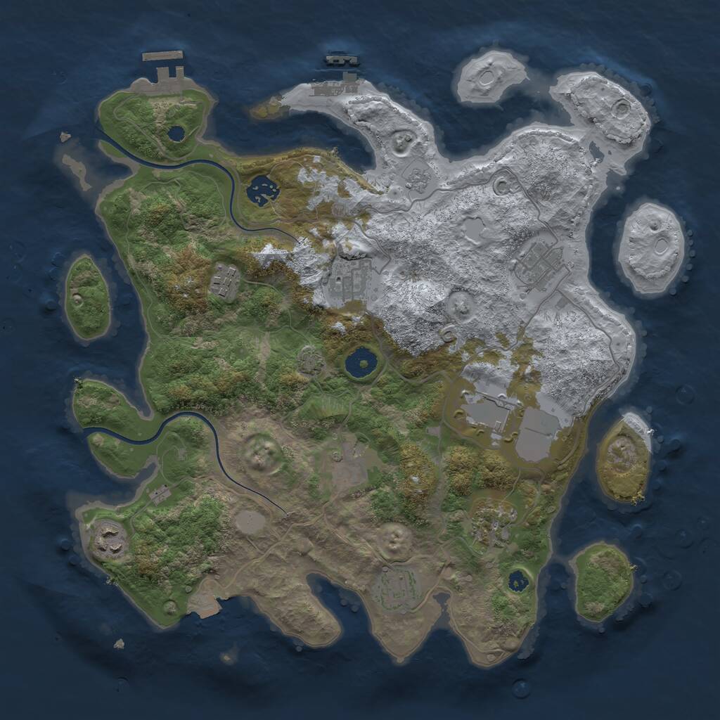 Rust Map: Procedural Map, Size: 3600, Seed: 4062023, 14 Monuments