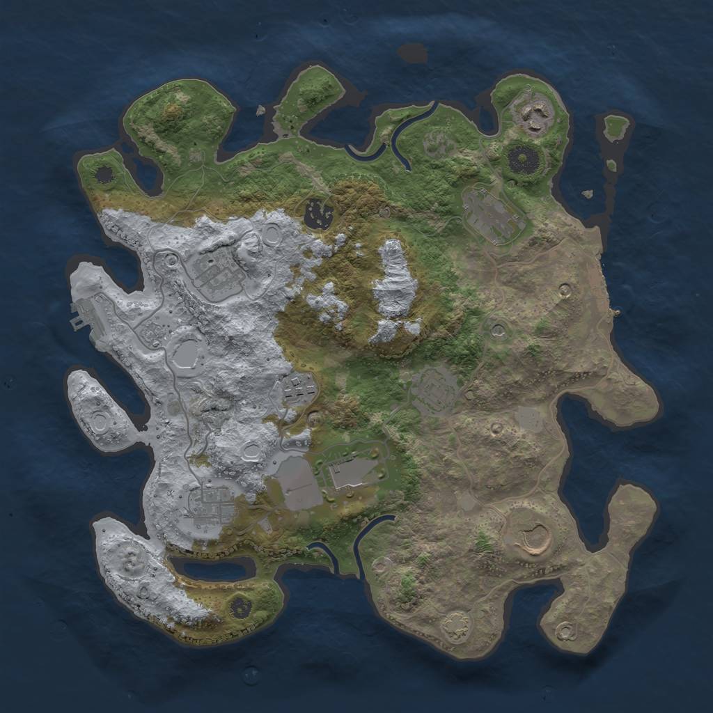 Rust Map: Procedural Map, Size: 3500, Seed: 889615437, 17 Monuments
