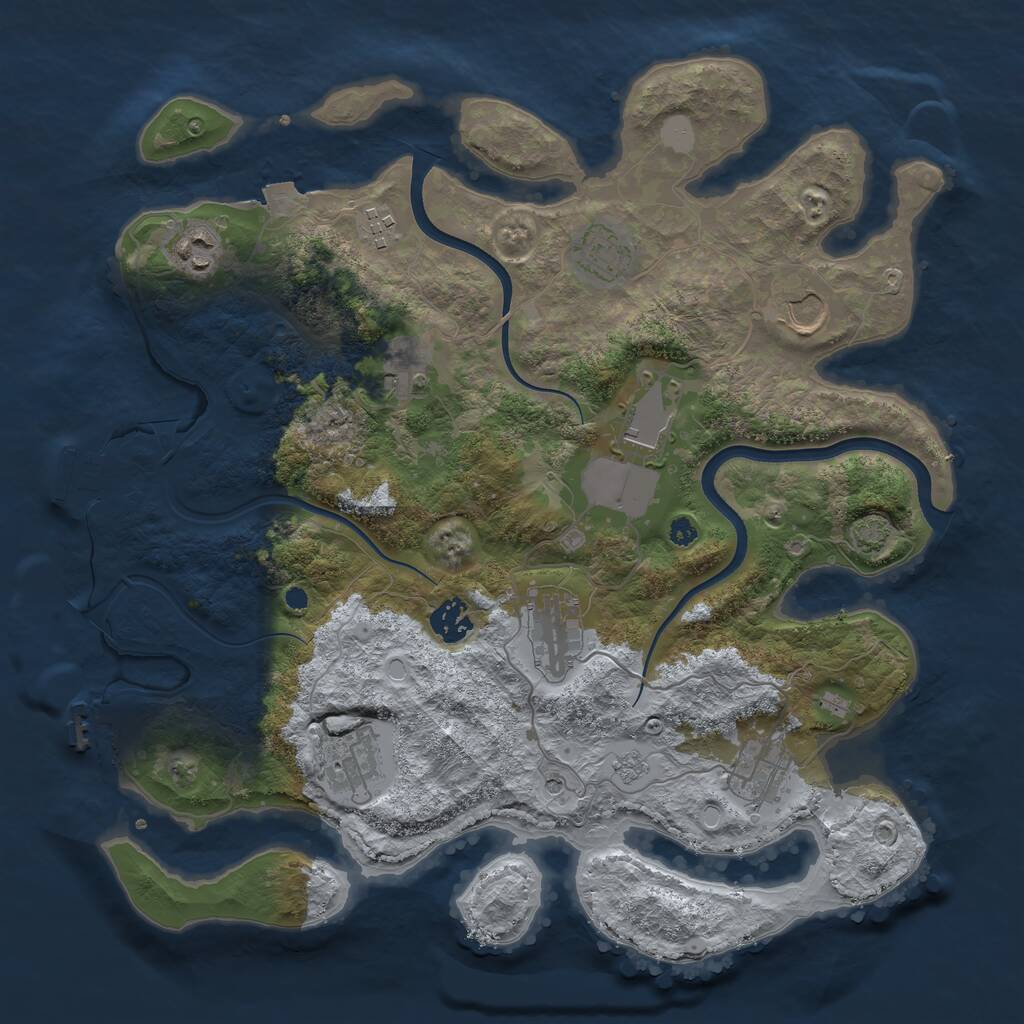 Rust Map: Procedural Map, Size: 3700, Seed: 1280378799, 16 Monuments