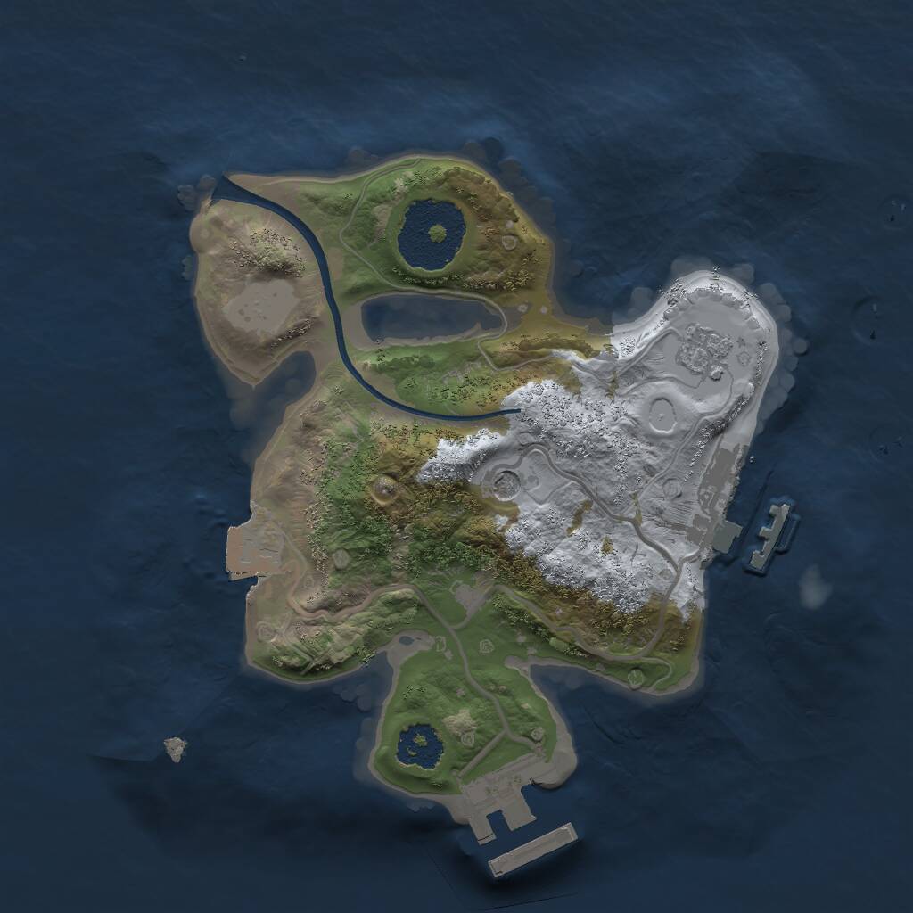 Rust Map: Procedural Map, Size: 2000, Seed: 1243353998, 5 Monuments