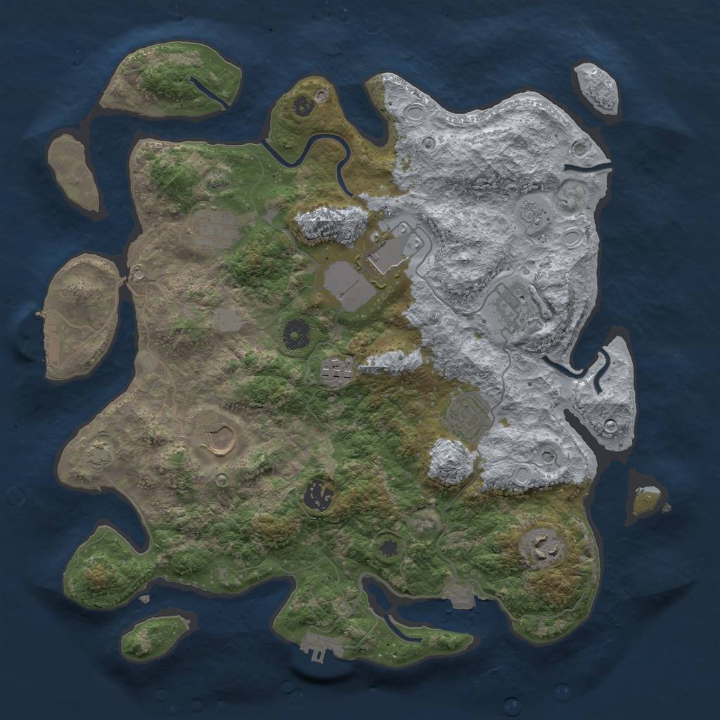 Rust Map: Procedural Map, Size: 3650, Seed: 19587521, 16 Monuments