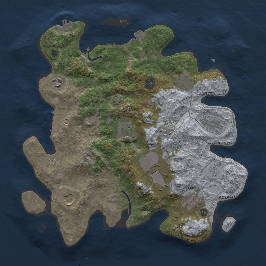 Rust Map: Procedural Map, Size: 3500, Seed: 866092146, 16 Monuments