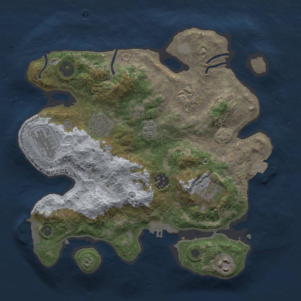 Rust Map: Procedural Map, Size: 3000, Seed: 16891, 13 Monuments