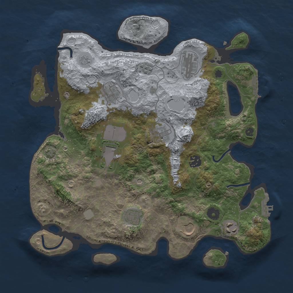 Rust Map: Procedural Map, Size: 3500, Seed: 1957460444, 17 Monuments