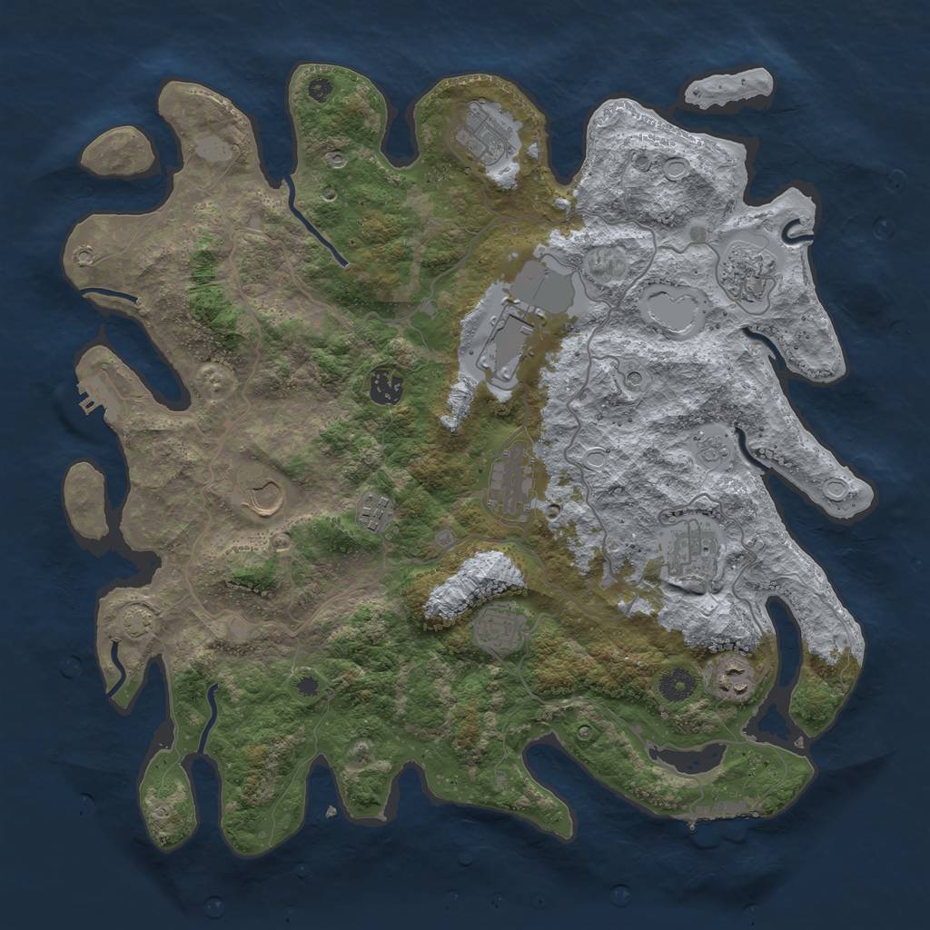Rust Map: Procedural Map, Size: 4000, Seed: 391354712, 18 Monuments