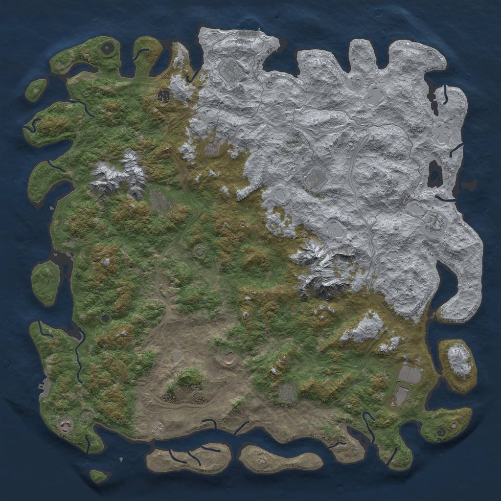 Rust Map: Procedural Map, Size: 6000, Seed: 63452, 19 Monuments