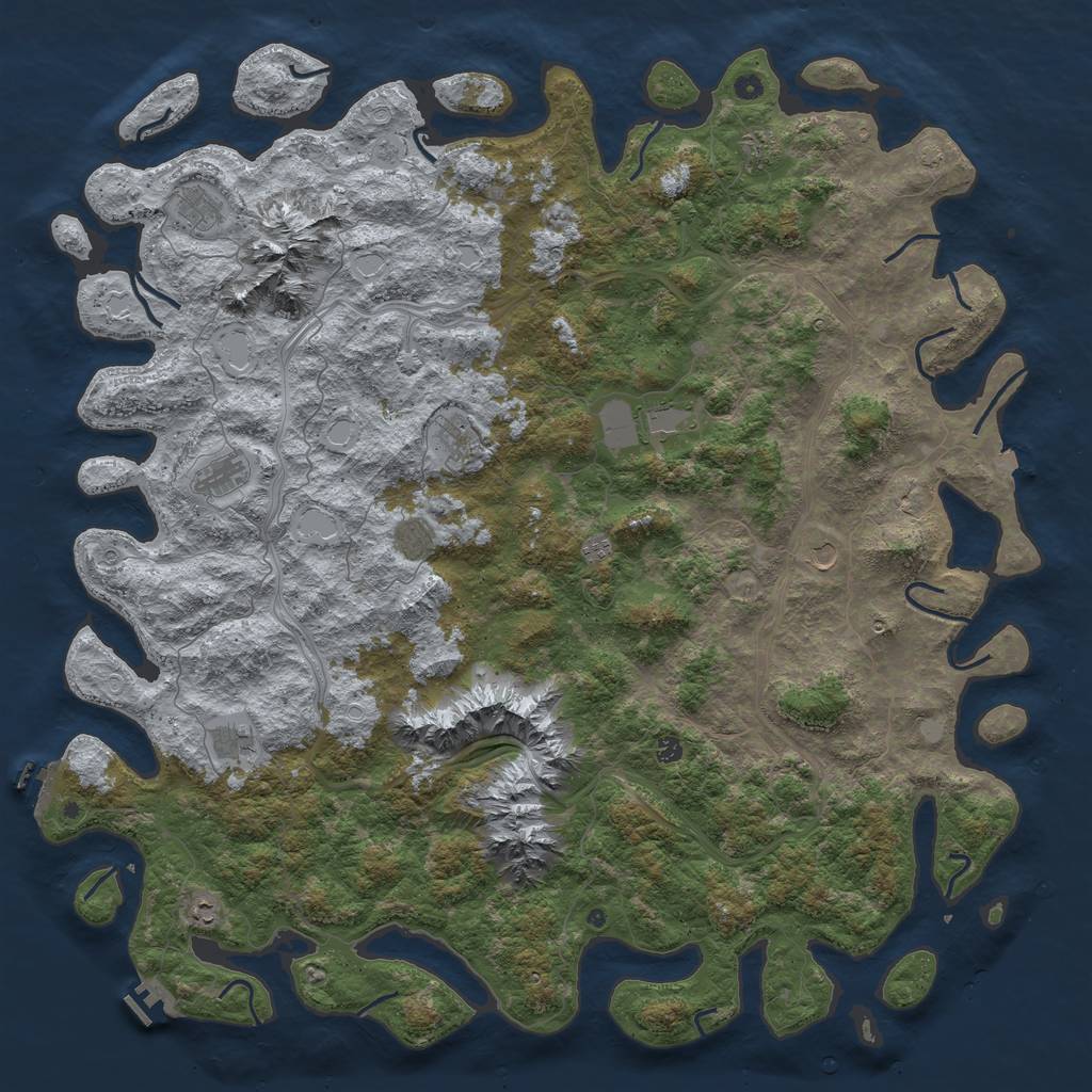 Rust Map: Procedural Map, Size: 6000, Seed: 53541243, 19 Monuments