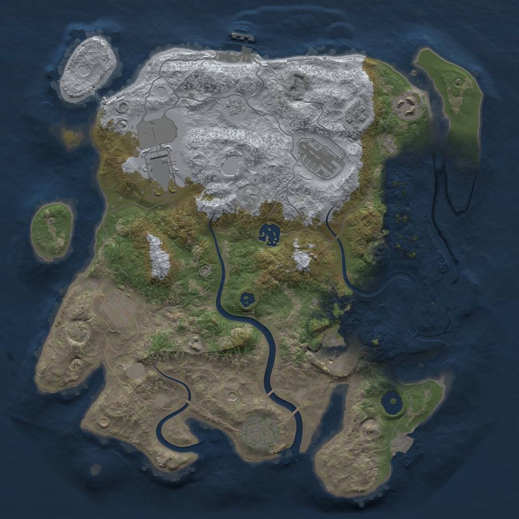 Rust Map: Procedural Map, Size: 3500, Seed: 1945611123, 14 Monuments