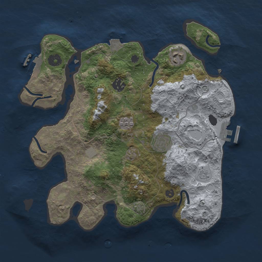 Rust Map: Procedural Map, Size: 3000, Seed: 879965421, 12 Monuments