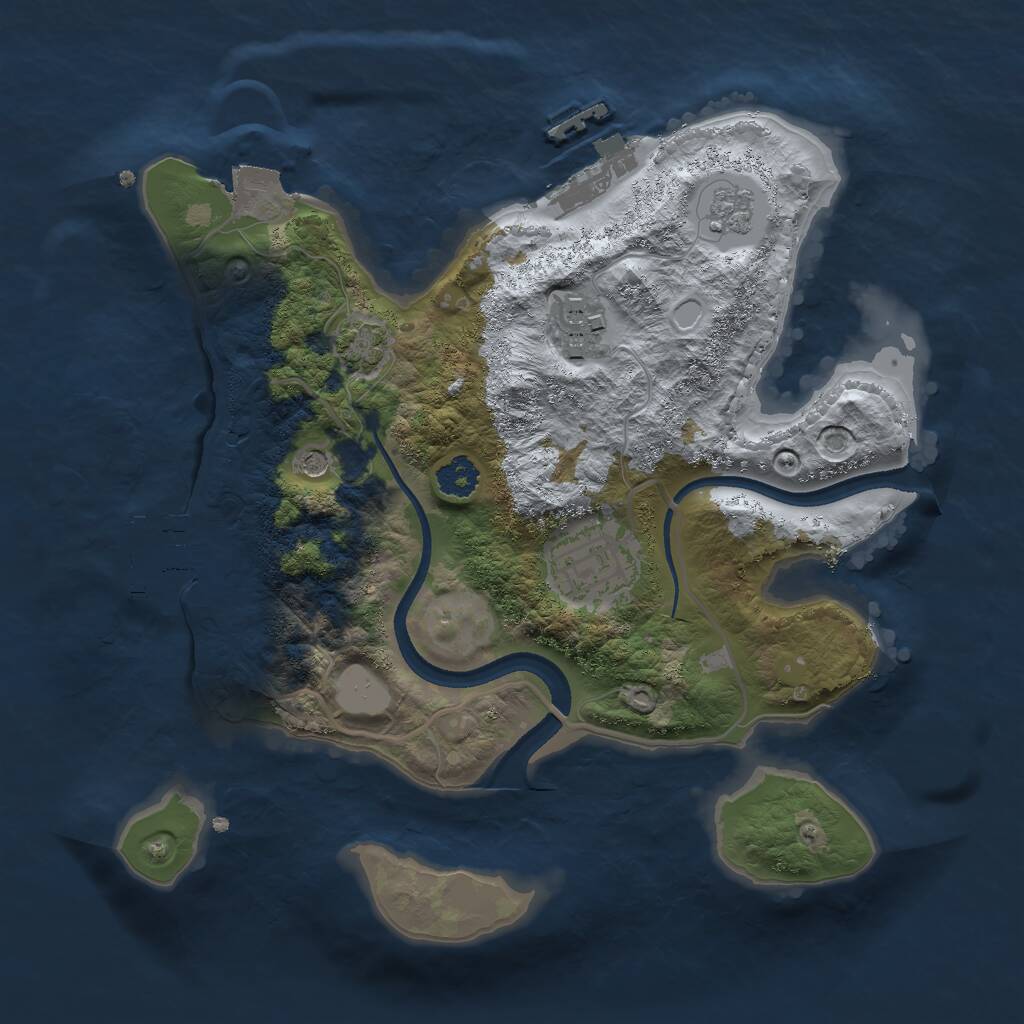 Rust Map: Procedural Map, Size: 2500, Seed: 63452, 8 Monuments