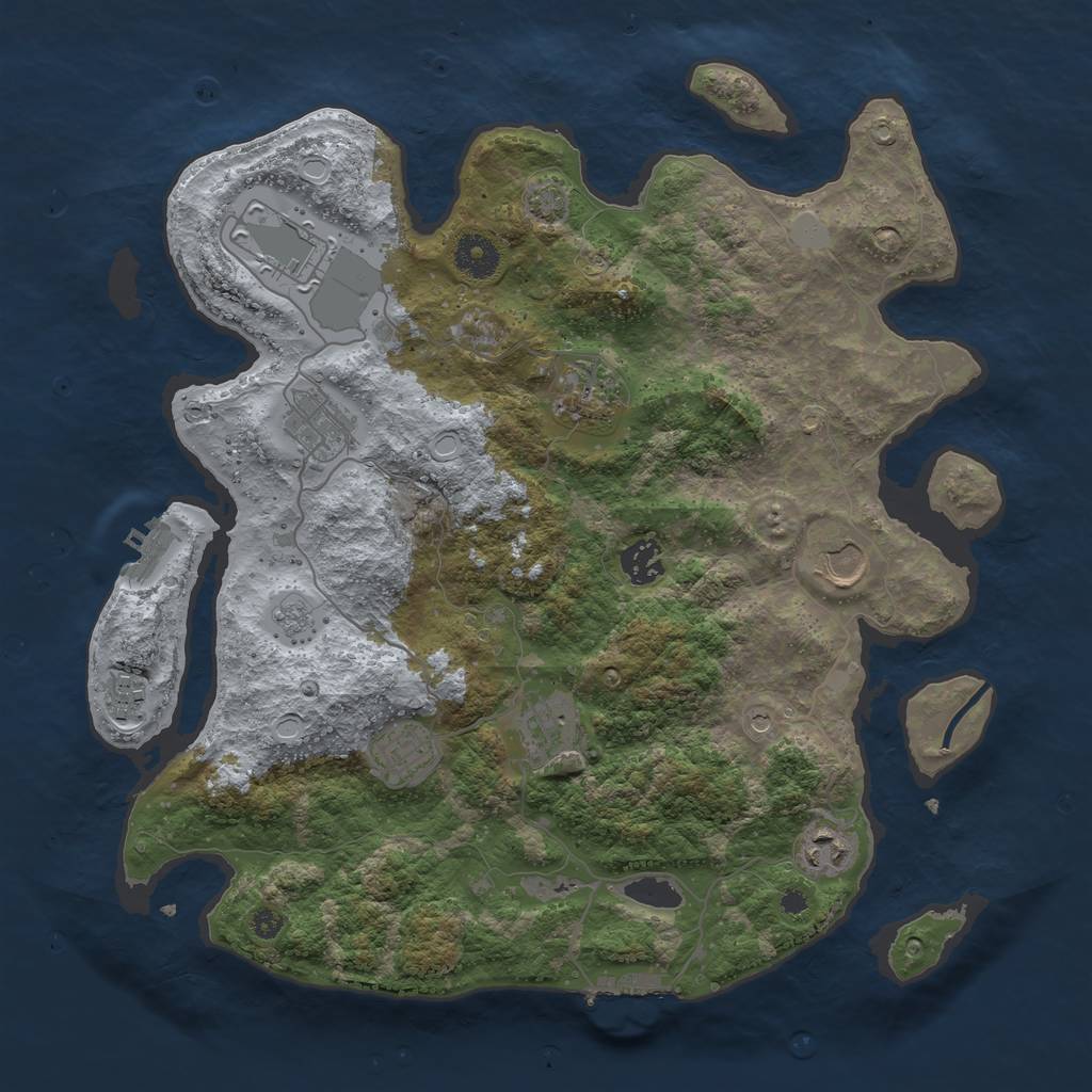 Rust Map: Procedural Map, Size: 3700, Seed: 362545299, 17 Monuments