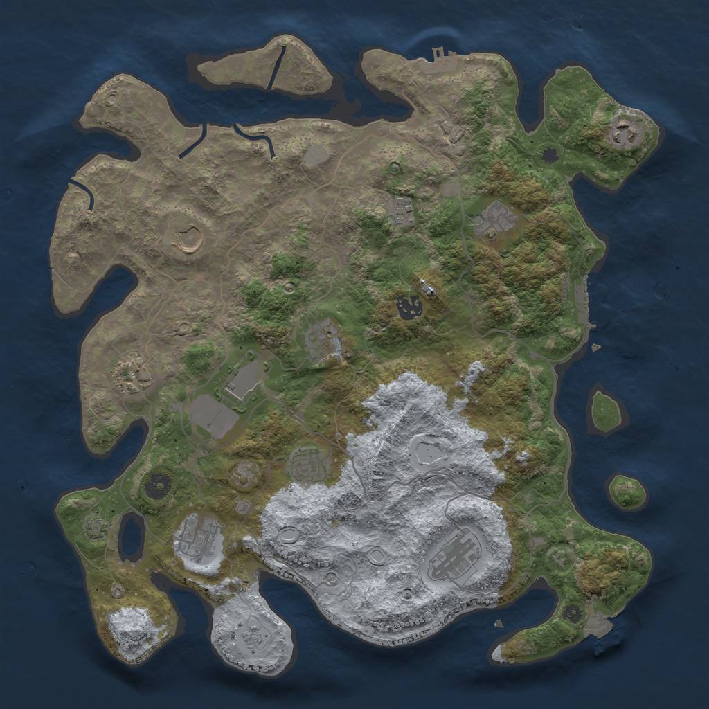 Rust Map: Procedural Map, Size: 4000, Seed: 1341763297, 19 Monuments