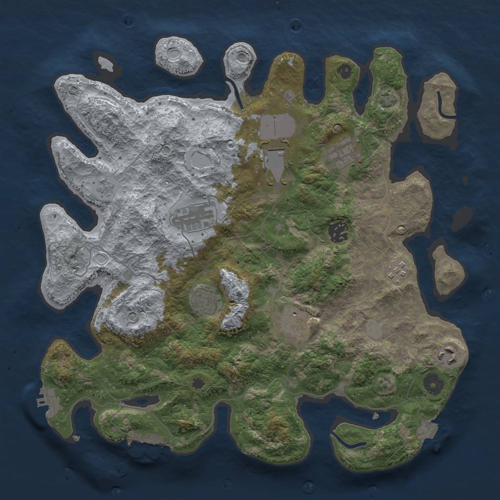 Rust Map: Procedural Map, Size: 3600, Seed: 10107, 16 Monuments