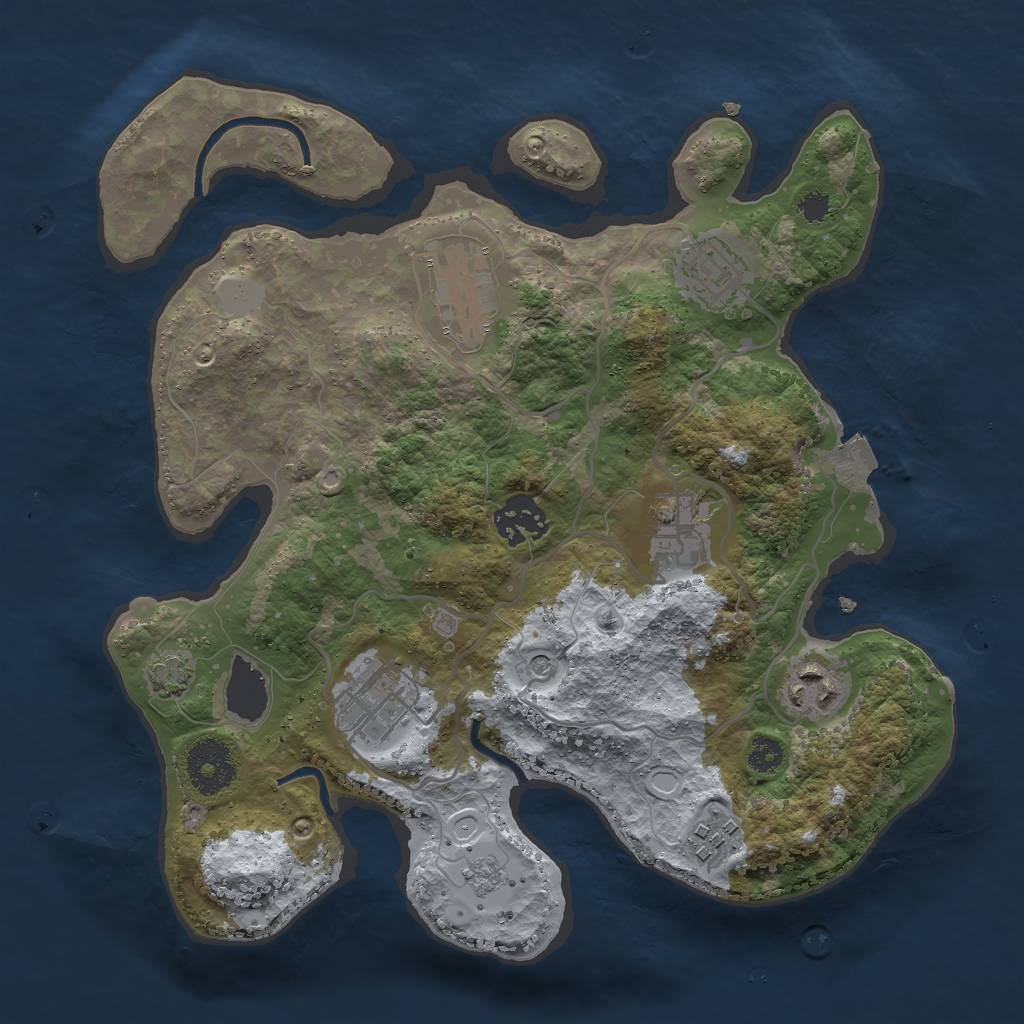 Rust Map: Procedural Map, Size: 3000, Seed: 1341763297, 13 Monuments
