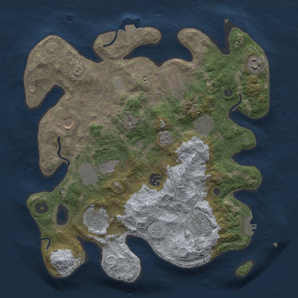 Rust Map: Procedural Map, Size: 3500, Seed: 1341763297, 16 Monuments