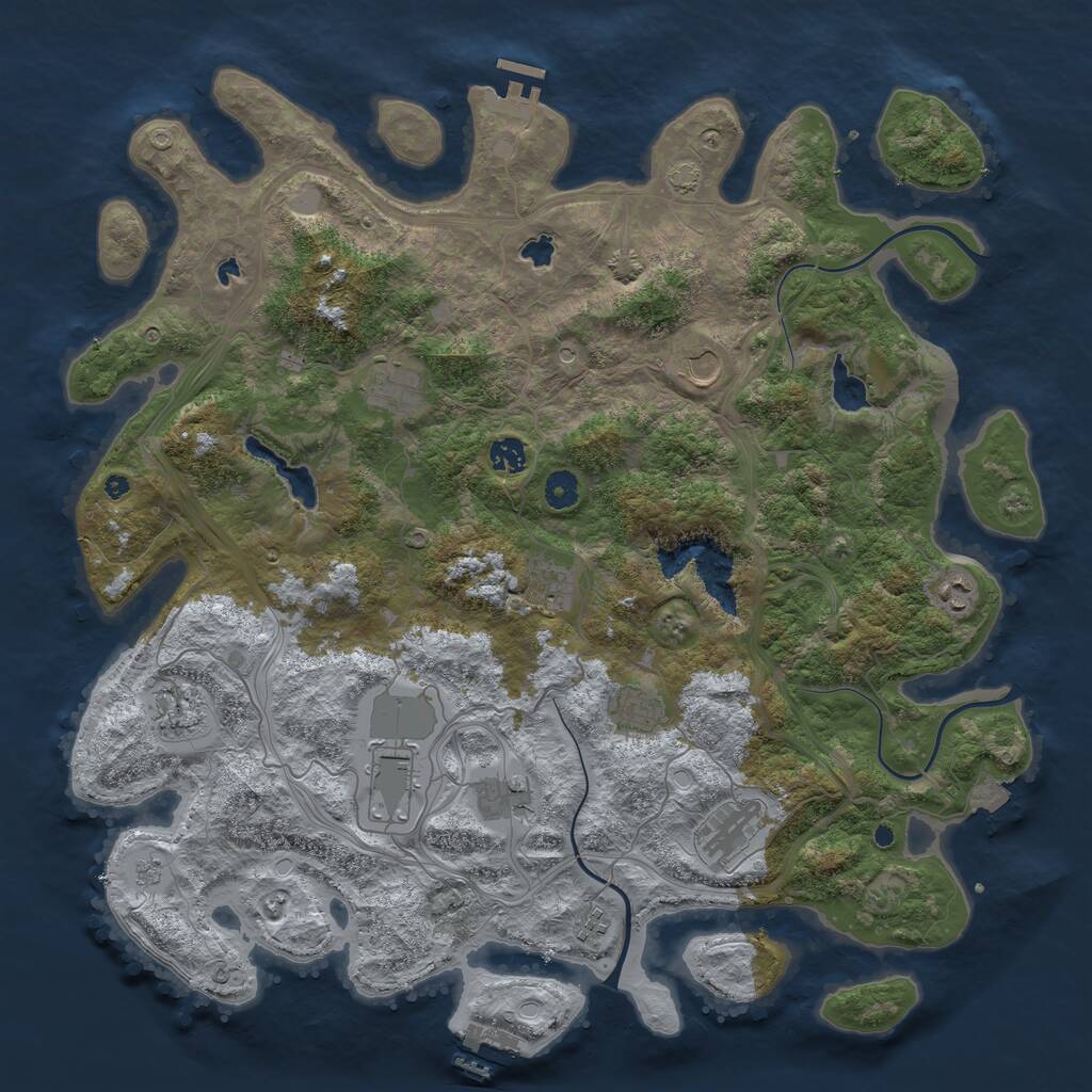 Rust Map: Procedural Map, Size: 4500, Seed: 2109656435, 17 Monuments