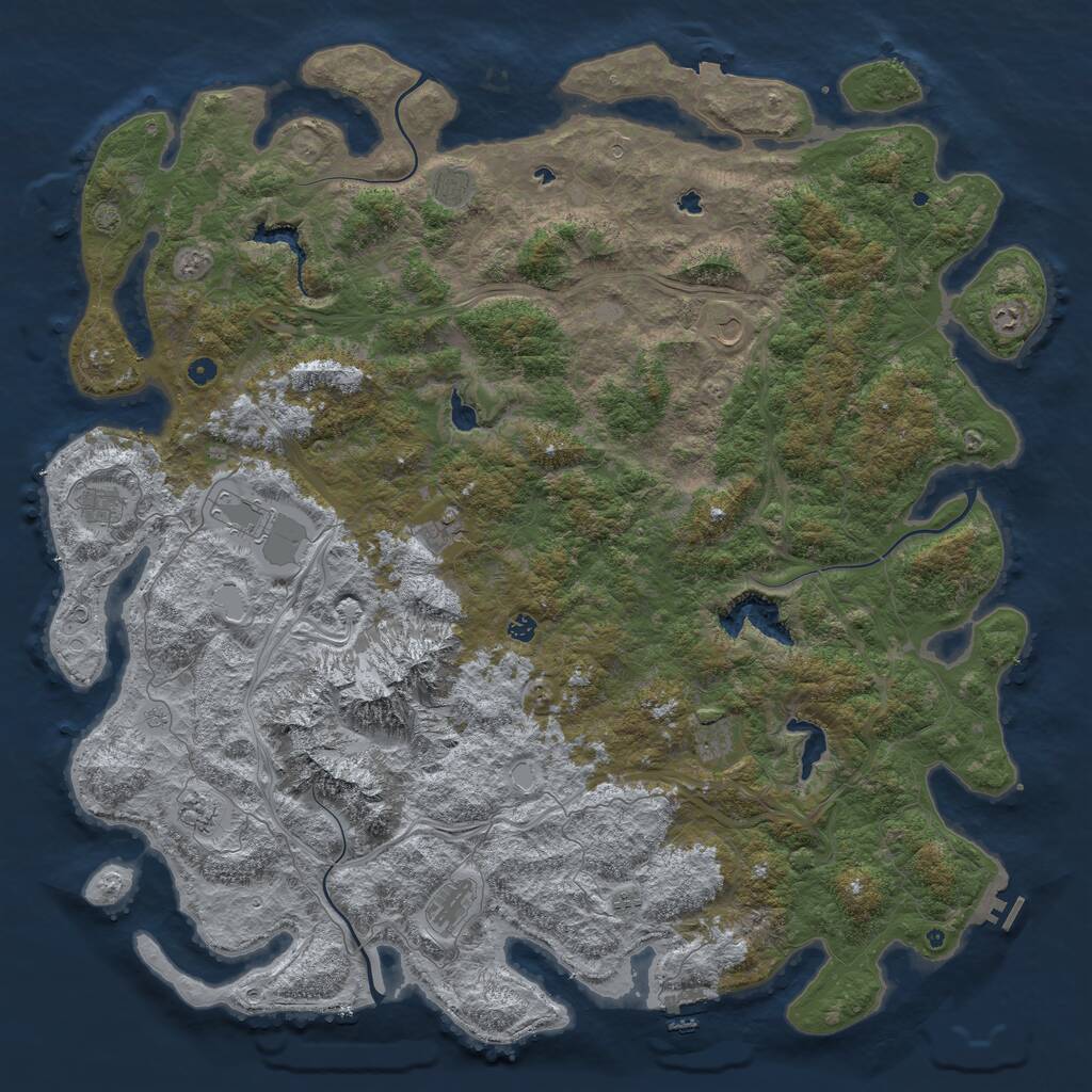 Rust Map: Procedural Map, Size: 6000, Seed: 1692256182, 17 Monuments