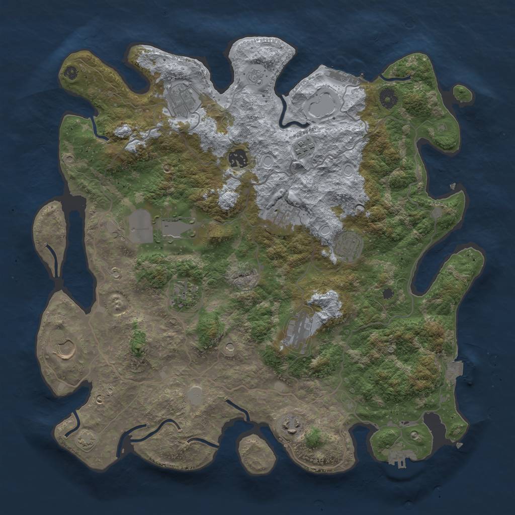 Rust Map: Procedural Map, Size: 4000, Seed: 148671614, 18 Monuments