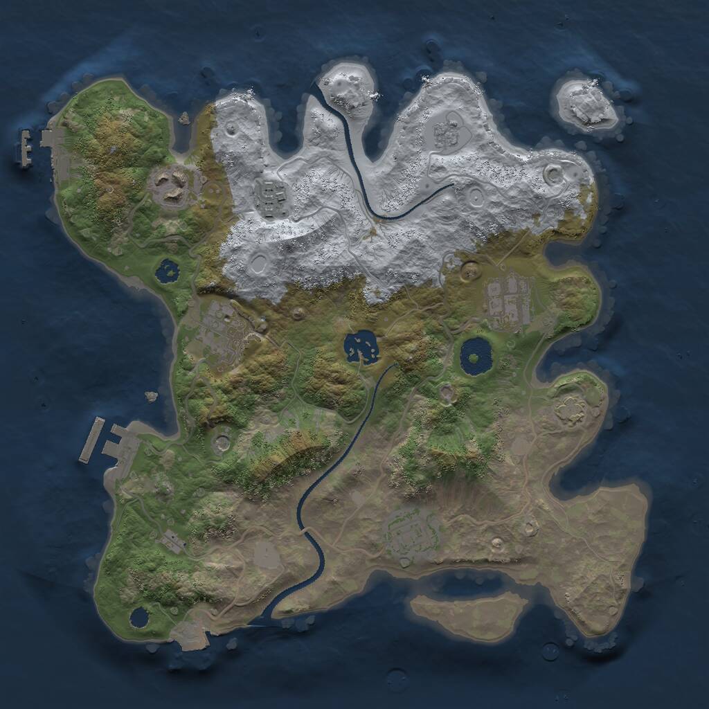 Rust Map: Procedural Map, Size: 3000, Seed: 868144497, 12 Monuments