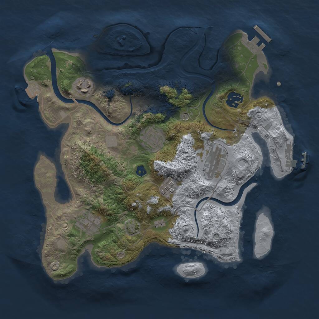 Rust Map: Procedural Map, Size: 3000, Seed: 15191, 11 Monuments