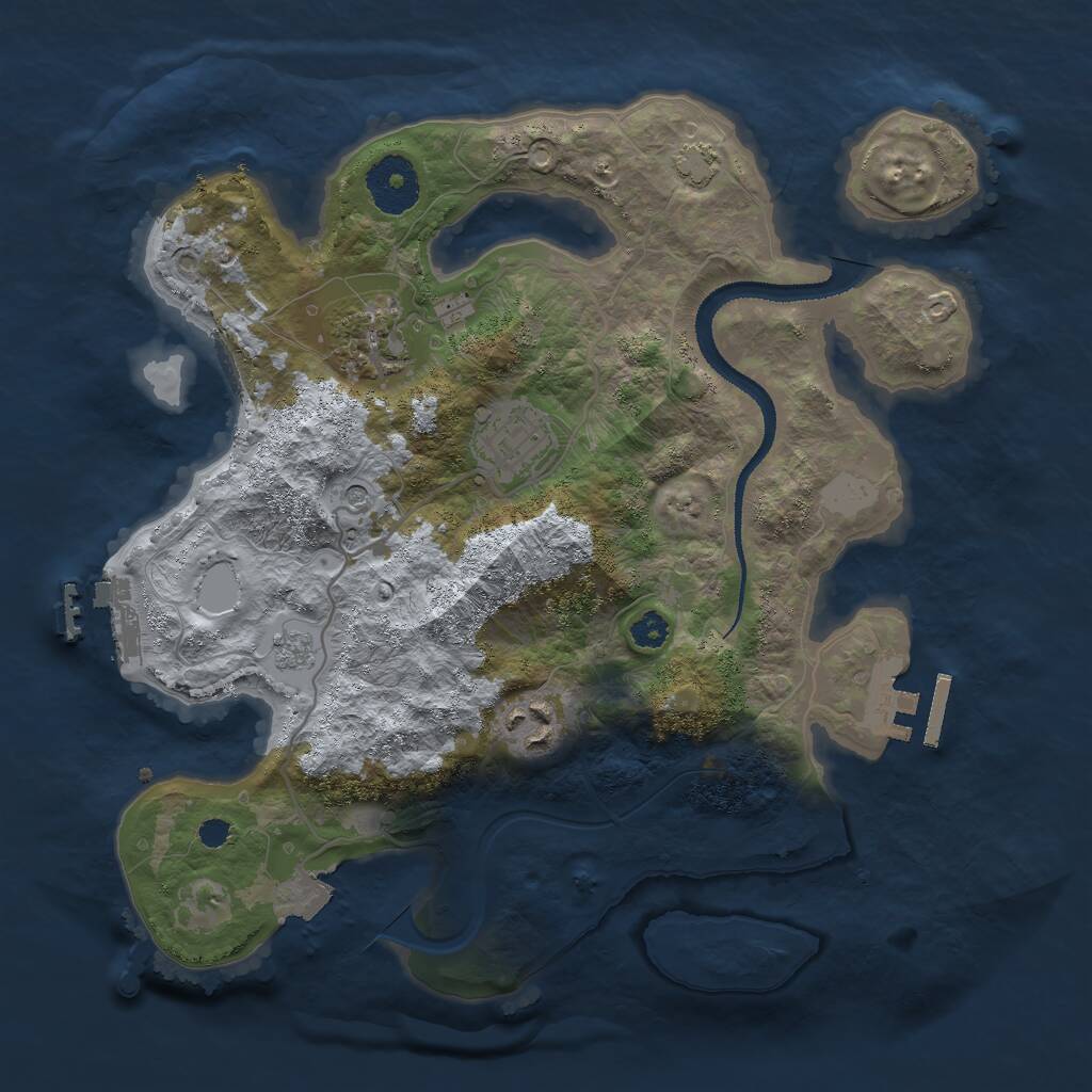 Rust Map: Procedural Map, Size: 3000, Seed: 1935708249, 9 Monuments