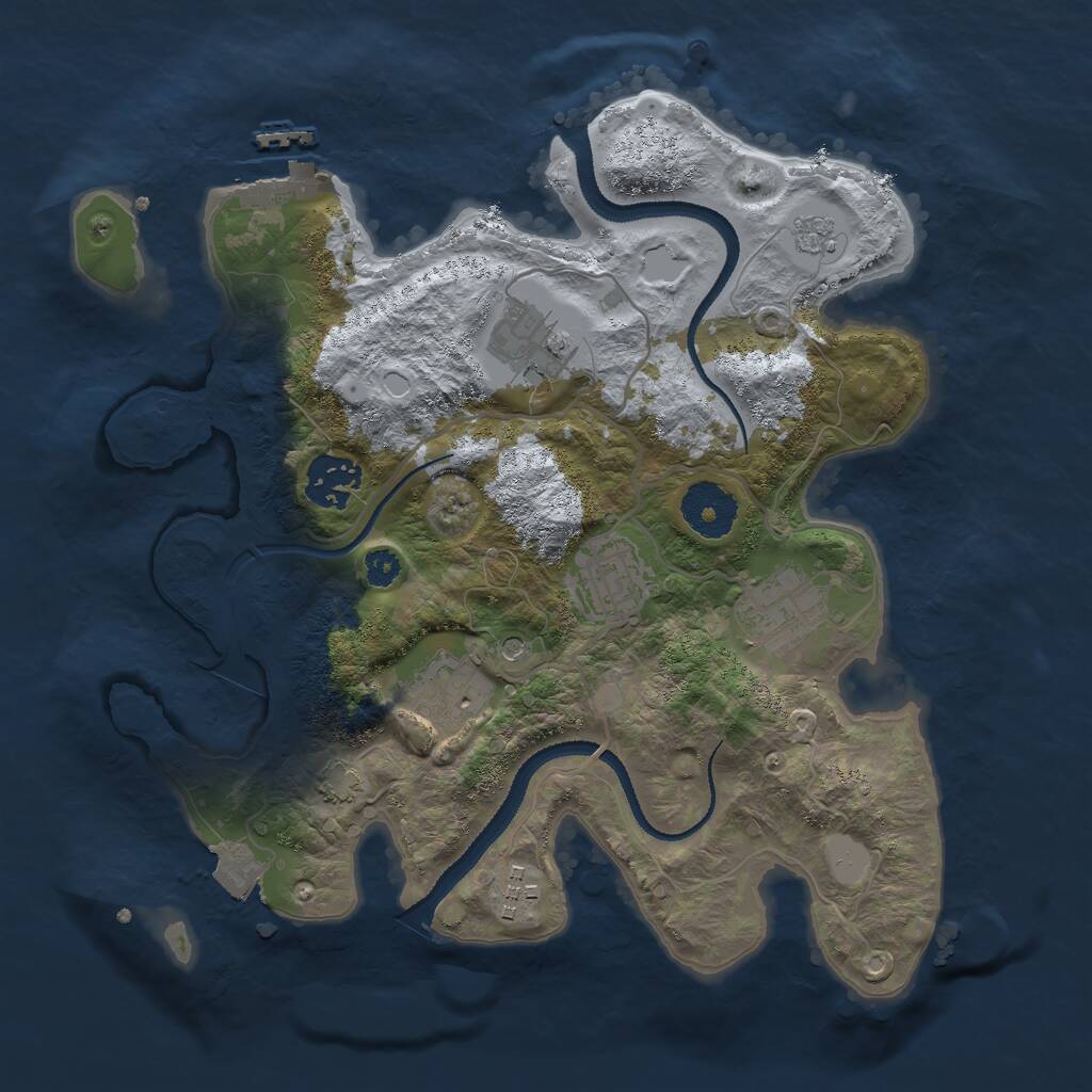 Rust Map: Procedural Map, Size: 3000, Seed: 3634, 11 Monuments