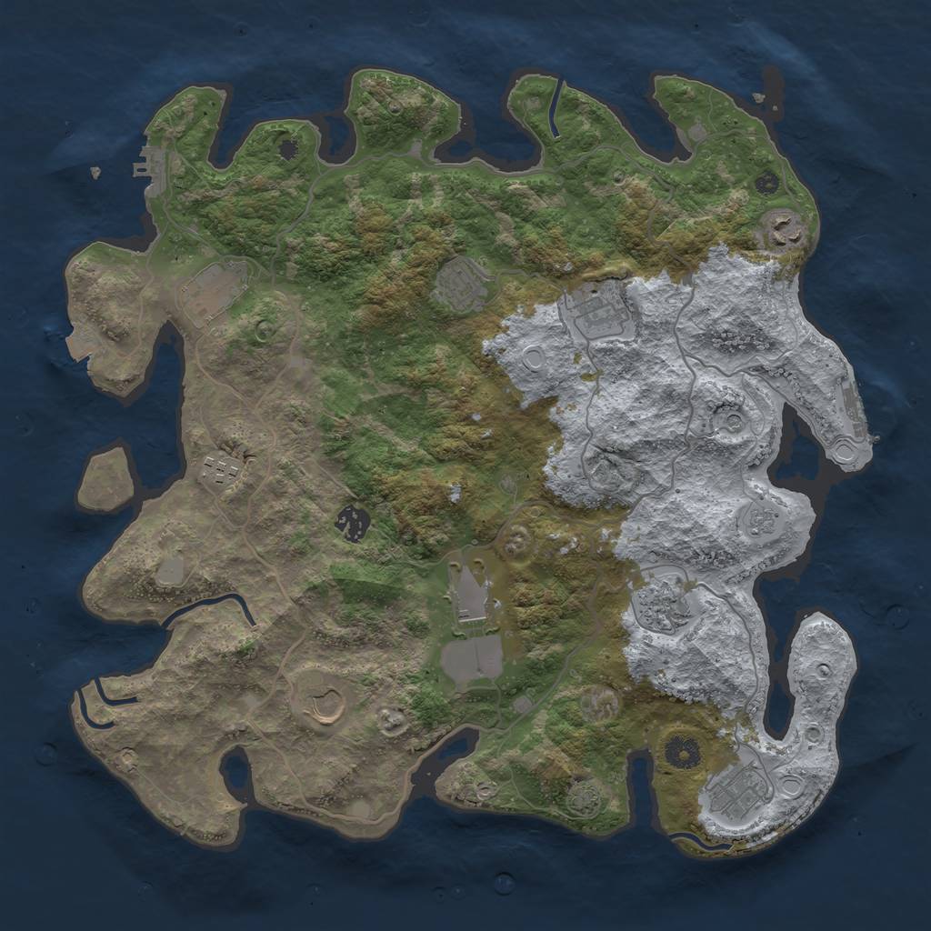 Rust Map: Procedural Map, Size: 4000, Seed: 36832, 18 Monuments