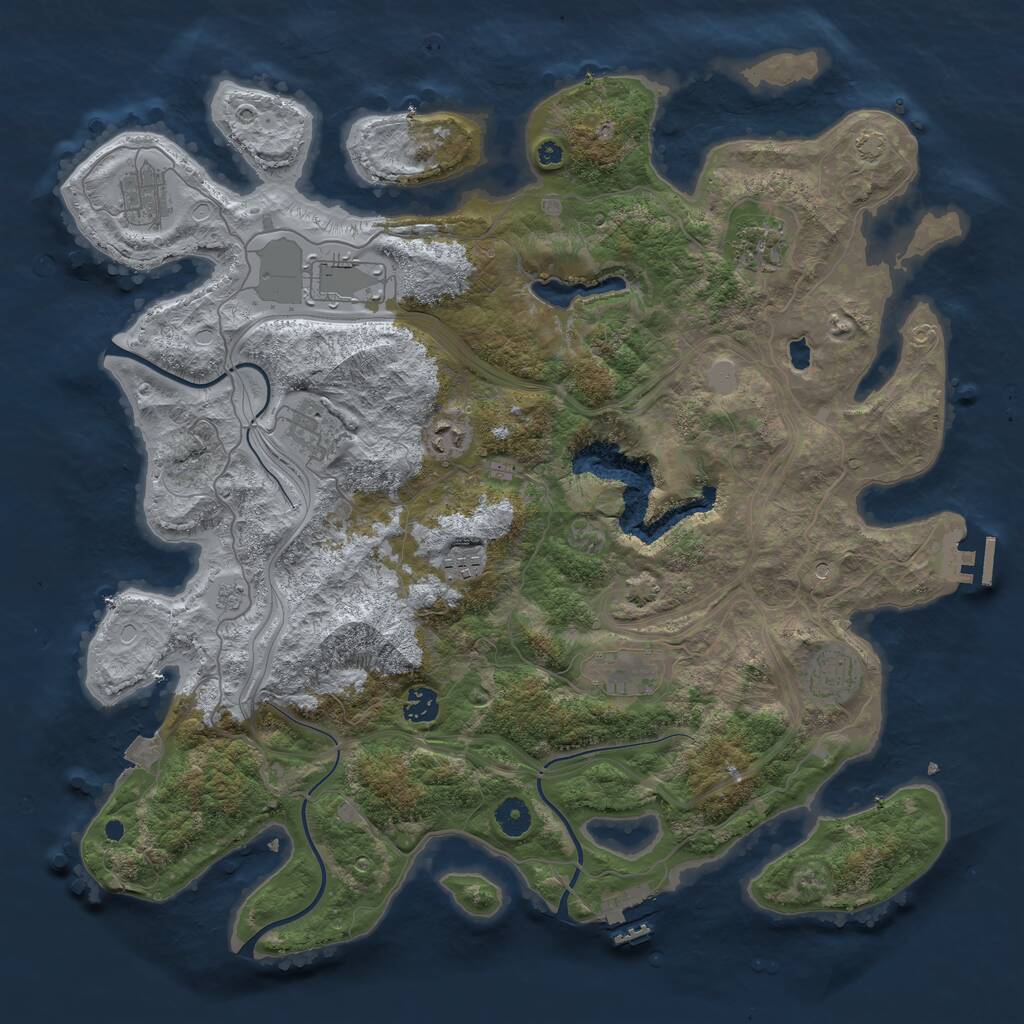 Rust Map: Procedural Map, Size: 4250, Seed: 843487920, 15 Monuments