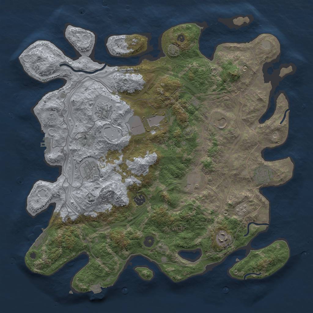 Rust Map: Procedural Map, Size: 4250, Seed: 843487920, 17 Monuments