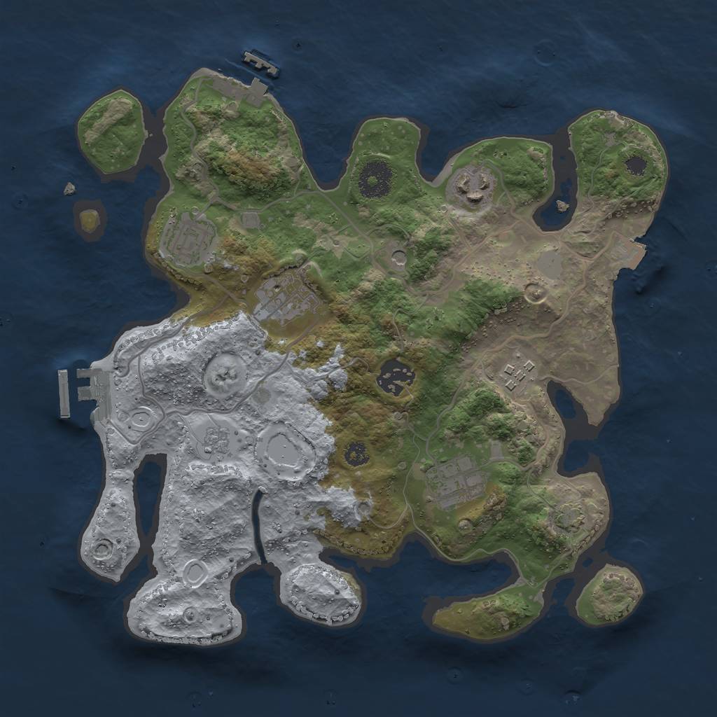 Rust Map: Procedural Map, Size: 3000, Seed: 5245, 14 Monuments