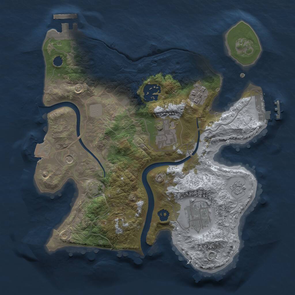 Rust Map: Procedural Map, Size: 2500, Seed: 1229767257, 10 Monuments
