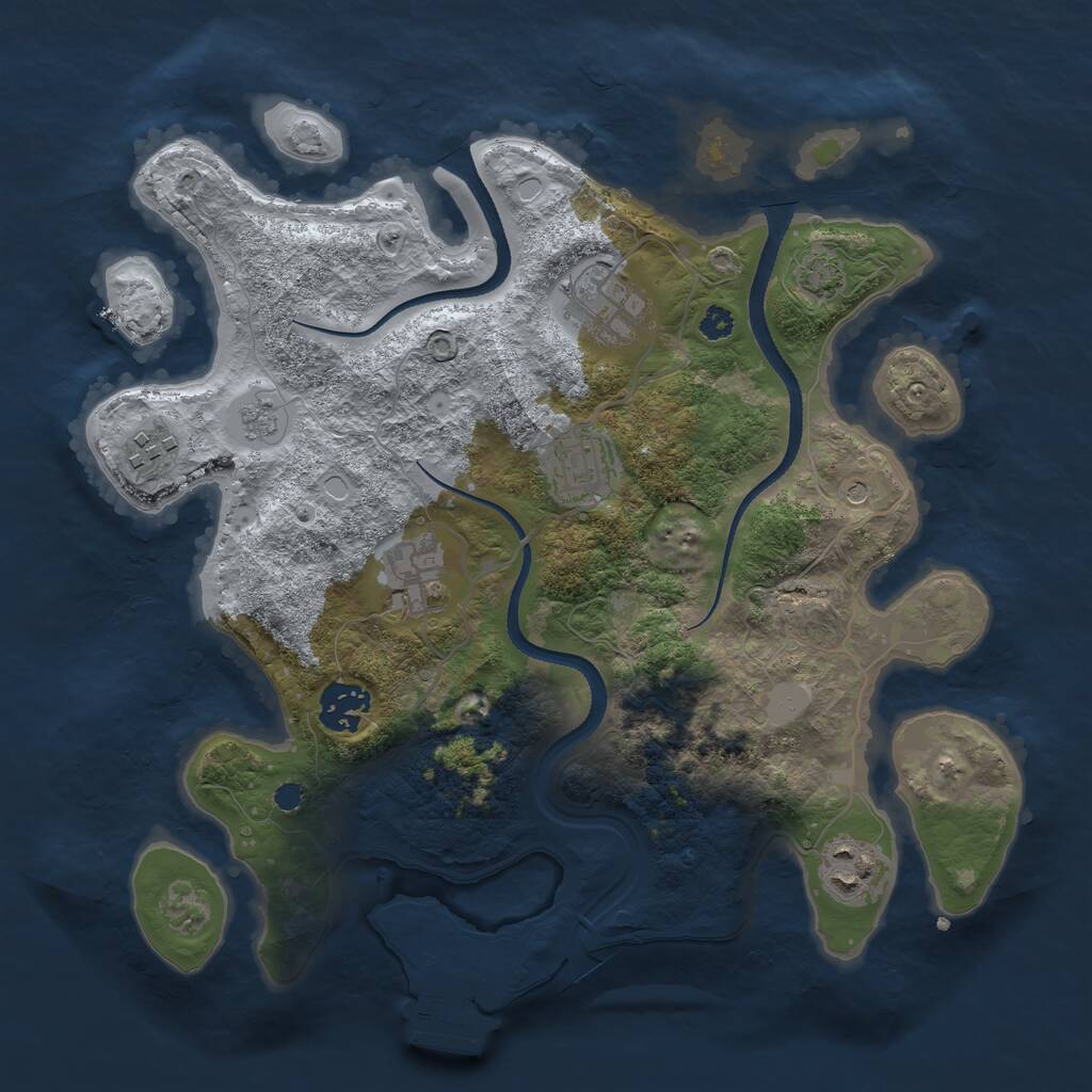 Rust Map: Procedural Map, Size: 3250, Seed: 1615551489, 11 Monuments