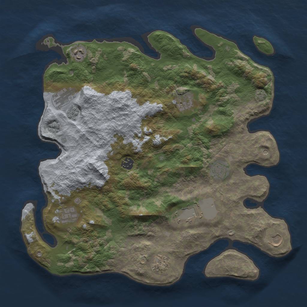 Rust Map: Barren, Size: 3850, Seed: 505978, 14 Monuments